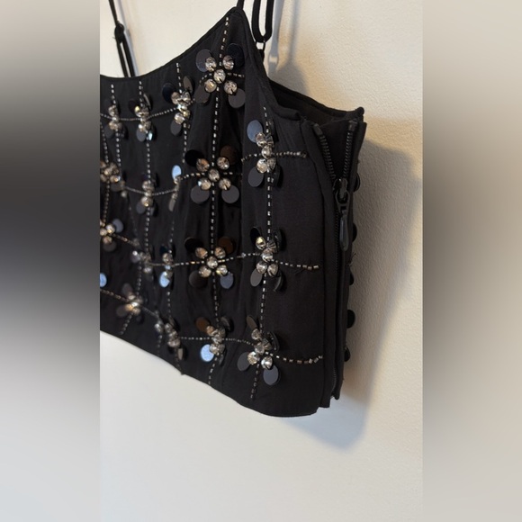 & Other Stories heavily embellished cami crop top in black , sz : 2 - Picture 7 of 10